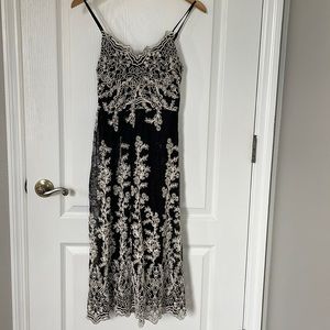 Express XS Dress Black with cream floral embroidery lace overlay worn once